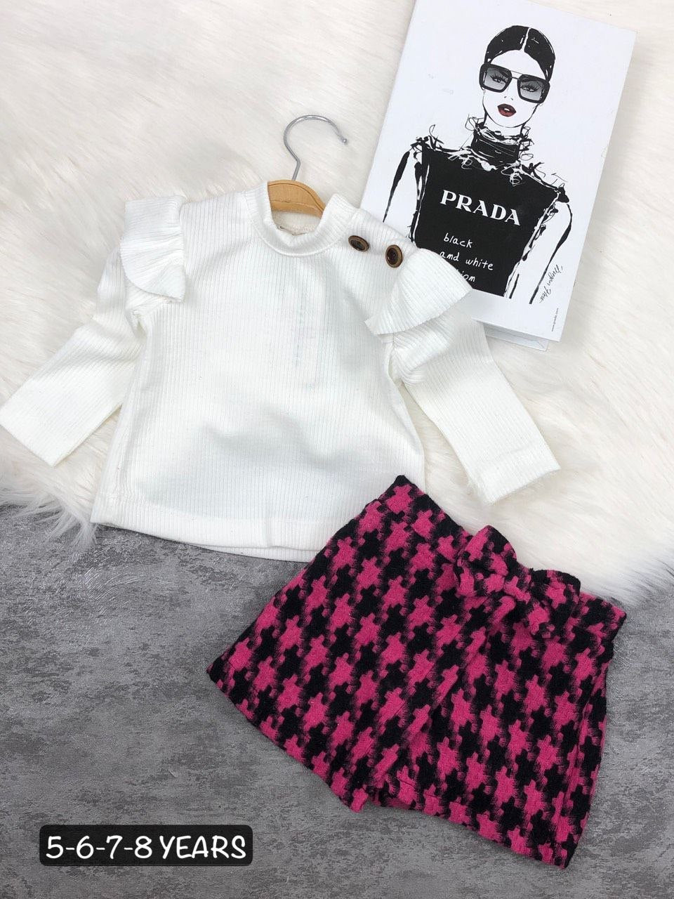 White Top and Plaid Skirt Outfit