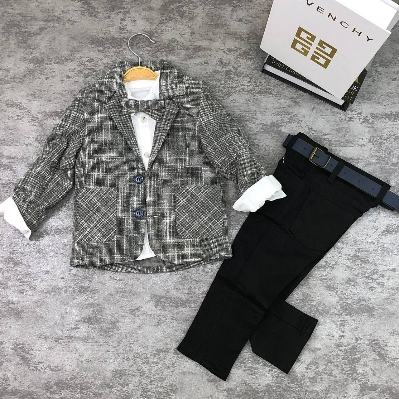 Toddler Suit Tweed Bow-Tie