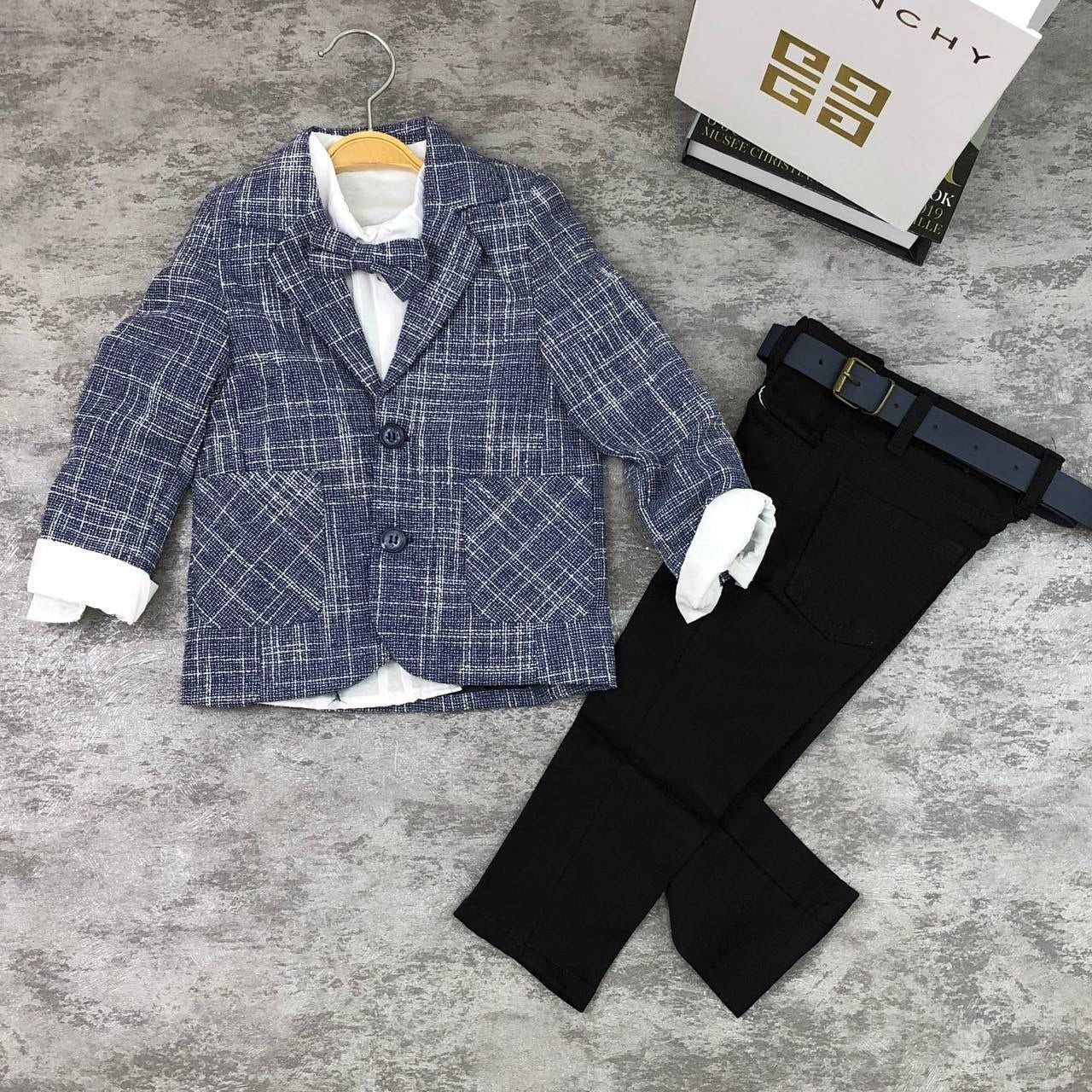 Toddler Suit Tweed Bow-Tie