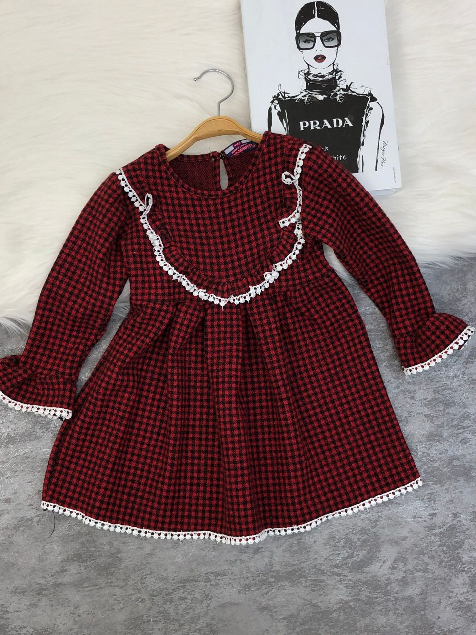 Long Sleeve Ruffle Plaid Dress