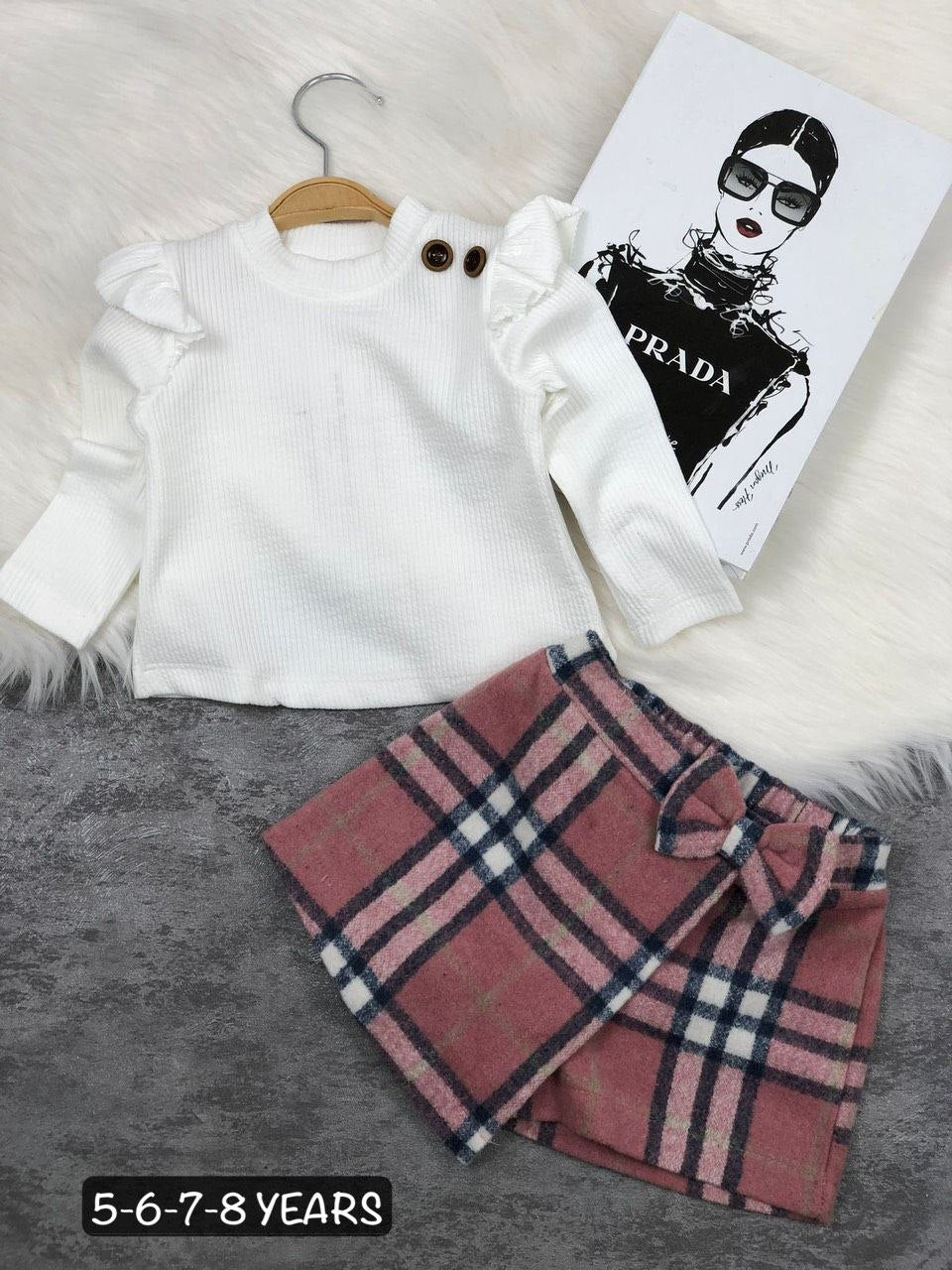 White Top and Plaid Skirt Outfit