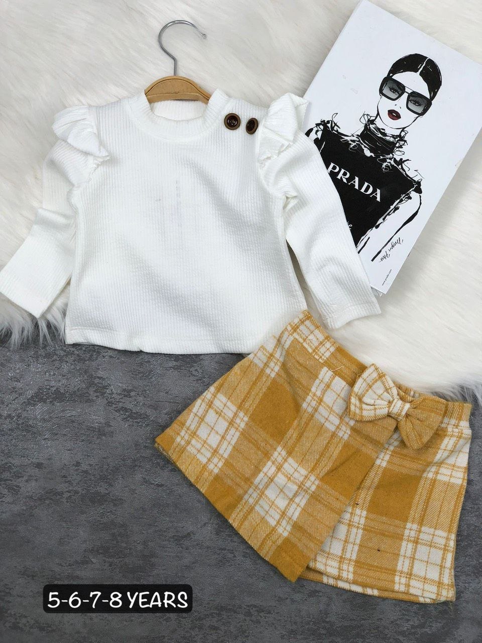 White Top and Plaid Skirt Outfit