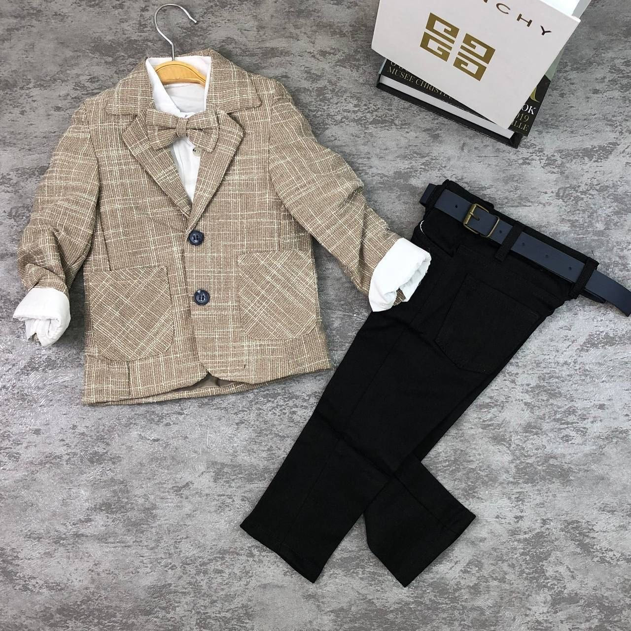 Toddler Suit Tweed Bow-Tie