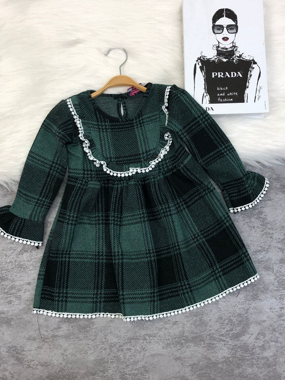 Long Sleeve Ruffle Plaid Dress
