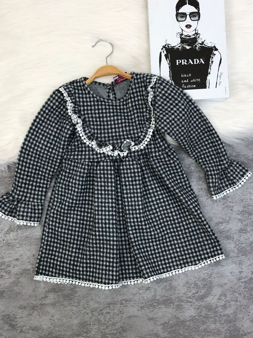 Long Sleeve Ruffle Plaid Dress