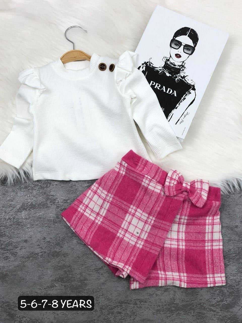 White Top and Plaid Skirt Outfit