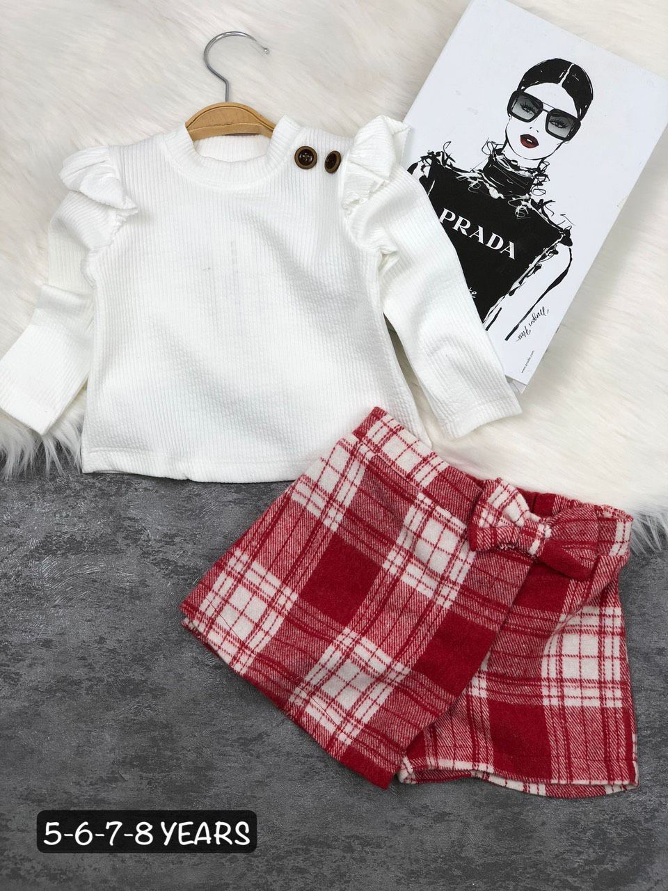 White Top and Plaid Skirt Outfit